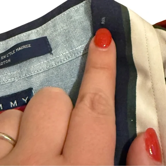 Tommy Hilfiger Vintage 90s Striped Button Down Shirt XL Crest Logo - Picture 12 of 12